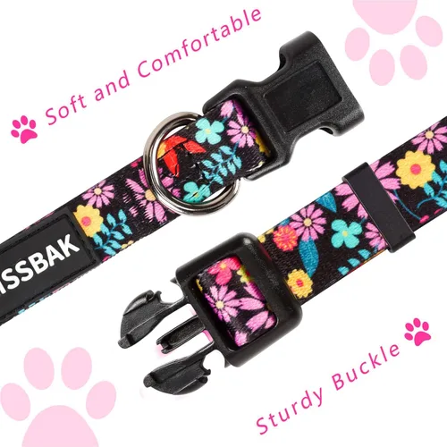 Miniatura 5 de Collar para perros medianos – Diseño especial lindo collar suave ajustable floral elegante collar para perras hembra cachorro (M, margarita rosa)