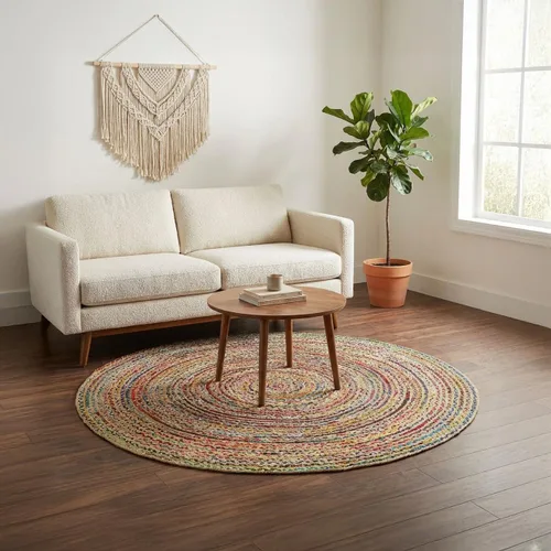 Miniatura 40 de RedEarth · Alfombra rectangular - 2'x3' de yute natural trenzada con respaldo antideslizante - Alfombra boho tejida a mano para dormitorio, cocina