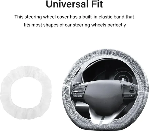 Miniatura 2 de 100 fundas desechables para volante, protector de volante desechable con elástico para evitar rozaduras y arañazos, funda universal para volante
