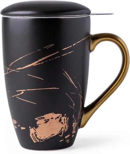 Miniatura 10 de AmorArc Taza de Té de Porcelana con Infusor y Tapas, Taza Grande de 18 Oz con Colador y Soporte para Bolsa para Té de Hojas Sueltas, Taza de Café
