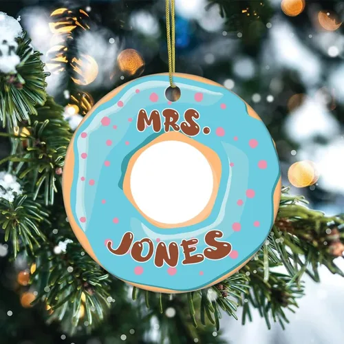Miniatura 2 de Adornos de árbol de Navidad con nombre personalizado en donas, adorno de Navidad, adorno de recuerdo, decoración del hogar, colgantes colgantes