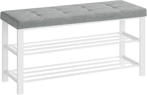 Miniatura 12 de SONGMICS Banco de zapatos, banco de almacenamiento, banco de entrada con cojín, estante para zapatos con asiento, ahorro de espacio, estilo moderno