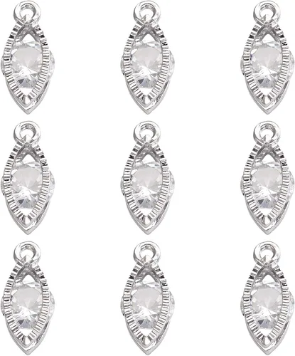 Miniatura 10 de Beadthoven - Dijes de circonita cúbica a granel, chapados en oro KC, colgantes de piedra de circonita cúbica, corazón, estrella, lágrima, flor
