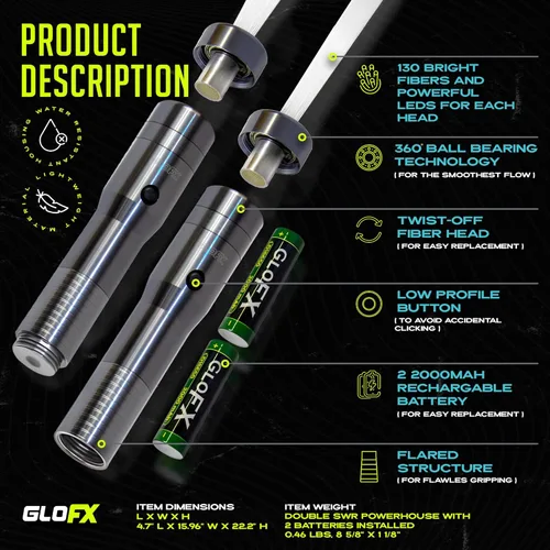 Miniatura 3 de GloFX Space Whip Remix Fibra óptica LED programable giratoria de 360° Accesorio rave para fiestas, espectáculos de luz, festivales de música
