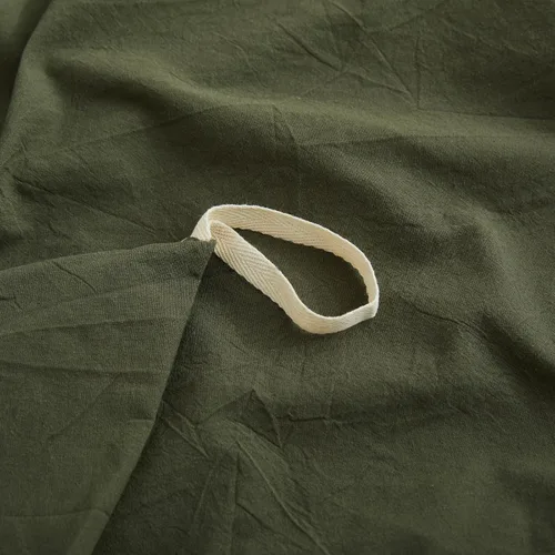 Miniatura 5 de LOVQUE Funda de edredón de algodón verde oliva, tamaño King, juego de ropa de cama natural similar al lino con cierre de cremallera (sin edredón)