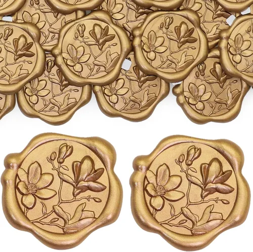 Miniatura 12 de SWANGSA 50 Pcs 3D Bow Wax Seal Stickers, Antique Gold Self Adhesive Wax Seal Stickers for Wedding Party Invitations, Envelopes, Greeting Cards, Gift