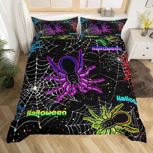 Miniatura 48 de Erosebridal Divertida funda de edredón de Halloween para niños, juego de ropa de cama de calabaza fantasma, decoración de Halloween para niños
