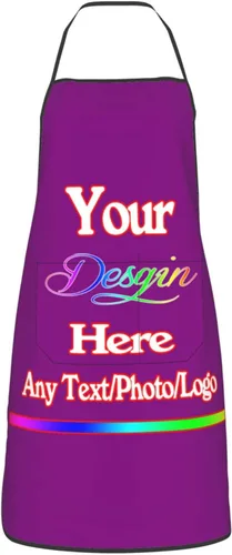 Miniatura 38 de Delantal de diseño personalizado para mujeres y hombres con bolsillos, delantal de cocina personalizado, diseño de logotipo de texto