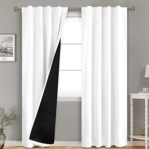 Miniatura 182 de BGment Cortinas 100% opacas beige de 63 pulgadas de largo con forro aislante térmico, bolsillo para varilla y lengüeta trasera de doble capa