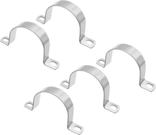 Miniatura 4 de Paquete de 5 correas de tubo M60 de acero inoxidable 304 con abrazadera en U, 2 agujeros rígidos para tuberías (5 unidades, 2.236 pulgadas)