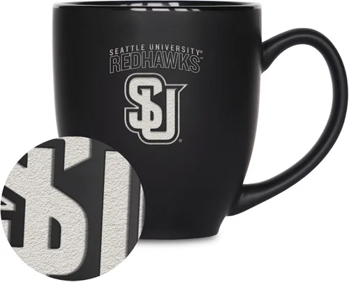 Miniatura 162 de Rico Industries - Taza de cerámica mate negra con grabado láser estándar de 15oz para NCAA (escuelas T & U) - Para bebidas calientes o frías