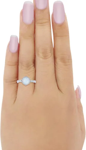 Miniatura 4 de Blue Apple Co. Halo - Anillo de compromiso de boda con circonita cúbica redonda de plata de ley 925