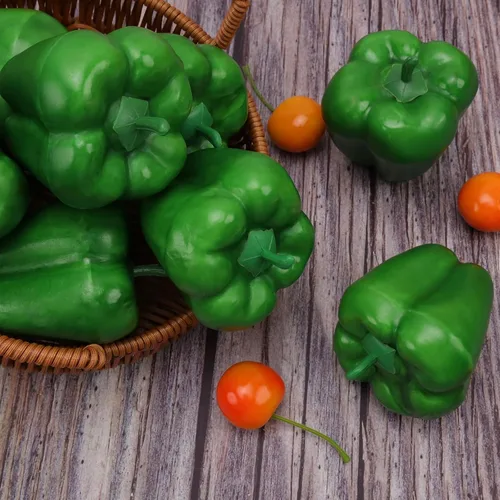 Miniatura 9 de Gresorth 8pcs Artificial Big Bell Pimienta Verde Decoración Vegetal Falso Casa Gabinete de Cocina