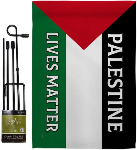 Palestine Lives Matter - Juego de asta de bandera con soporte de bandera con decoración palestina para colgar en la pared del hogar, tapiz de