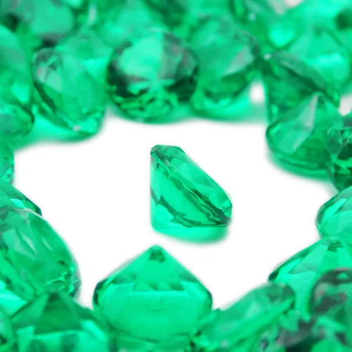 PMLAND Gemas de diamantes falsos de acrílico verde – 69 piezas grandes de 0.984 in (1 pulgada) dispersión de mesa de cristal para decoración del día