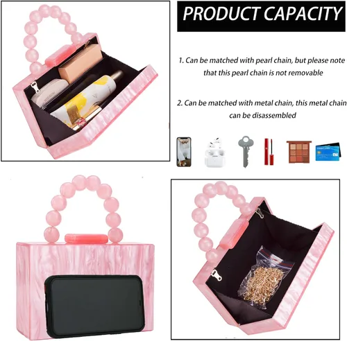 Miniatura 4 de Bolso de mano de acrílico para mujer, con estampado de leopardo, bolso de noche con cadena, bolso formal para fiesta, novia, boda, bolso de mano