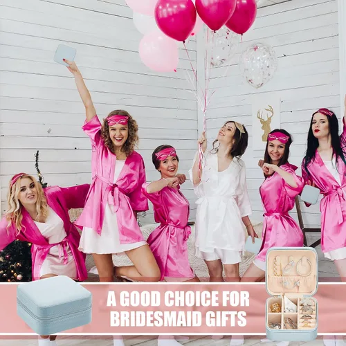 Miniatura 49 de Joyero de viaje de 12 piezas, cajas de regalo de dama de honor, organizador de viaje, pequeño joyero, mini organizador de almacenamiento, caja