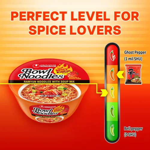Miniatura 4 de Nongshim Kimchi Instant Ramen - Tazón para sopa de fideos, paquete de 6, Ramyun coreano con verduras, apto para microondas