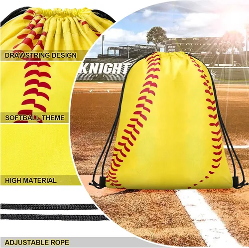 Miniatura 3 de Grneric 14 bolsas de softbol con cordón para fiesta, bolsas de regalo, bolsa de cincha para equipos deportivos, suministros de cumpleaños (softbol)