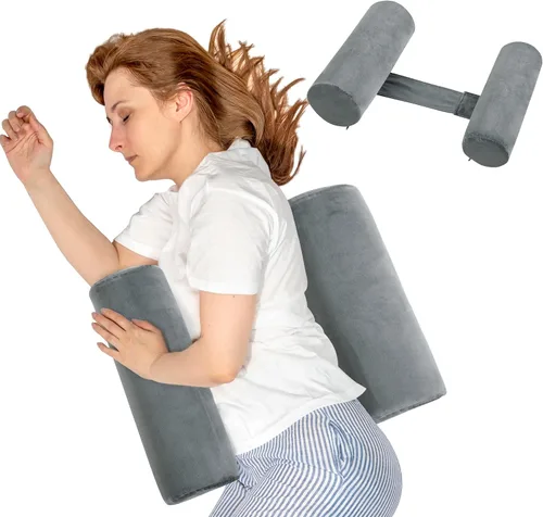 BALAPET Almohada corporal para dormir de lado, almohada cilíndrica enrollable para una mejor respiración de sueño (gris, tamaño grande)