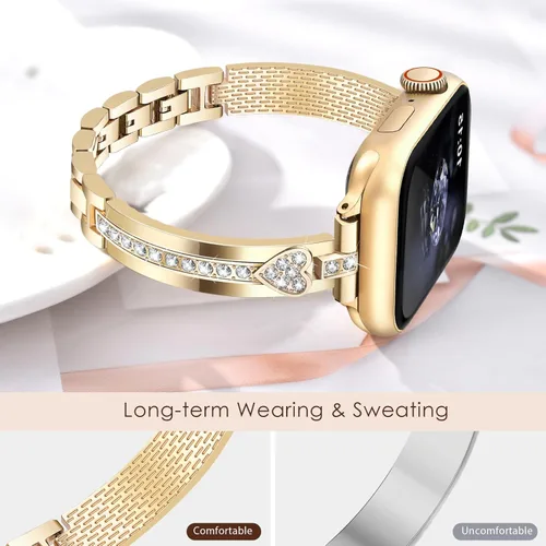 Miniatura 7 de VISOOM Bracelet Compatible for Series 11/10/9/8/se Apple Watch Band 46/45/44/42/41/40/38mm Series 7/SE Women Dressy Luxury Wristband Jewelry Metal