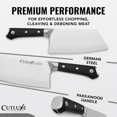 Miniatura 2 de Cutluxe Cuchillo Hendedor de Carne - Cuchillo Hendedor de Carnicero Pesado de 7", Hoja de Acero Alemán Extremadamente Afilada, Espiga Completa