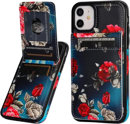 Miniatura 13 de Vaburs Funda para iPhone 11 Pro Max con tarjetero y cartera, diseño de mandala en relieve, piel sintética, 5 ranuras para tarjetas, soporte a prueba