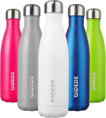 Miniatura 52 de BJPKPK Botellas de agua de acero inoxidable con aislamiento de 17 onzas, mantiene el frío y el calor, brillante oro rosa Oro rosa brillante