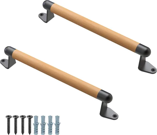 Miniatura 10 de SELEWARE Manija de madera para puerta de granero de 9 pulgadas, para valla, puerta de granero, armario, cobertizos para puertas correderas, Soportes