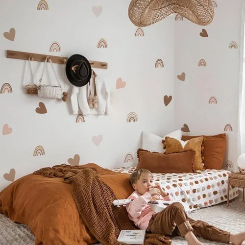 Miniatura 4 de funlife Calcomanías de pared pequeñas de arco iris bohemio para despegar y pegar, autoadhesivas, coloridas calcomanías de pared para decoración