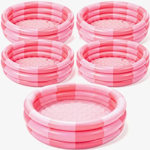 Miniatura 12 de VioraWhite Paquete de 4 piscinas inflables para niños pequeños de 48 x 10 pulgadas, color turquesa, piscina pequeña de 3 anillos redondos