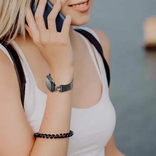 Miniatura 6 de Bandas magnéticas compatibles con Fitbit Sense 2/Fitbit Versa 4/Fitbit Sense/Fitbit Versa 3, correa de malla de acero inoxidable, pulsera ajustable