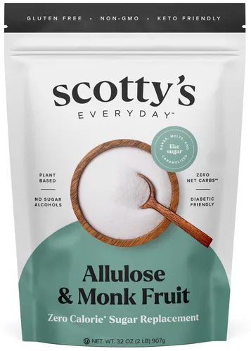 Scotty's Everyday - Reemplazo de azúcar de alulosa y fruta de monje, cero calorías, sin OMG, sin eritritol, alcoholes de azúcar o edulcorantes