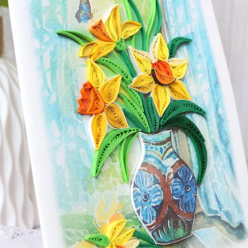 Miniatura 4 de KingKraft Tarjeta de felicitación de flores de narcisos, tarjeta de felicitación hecha a mano para todas las ocasiones, tarjeta de cumpleaños