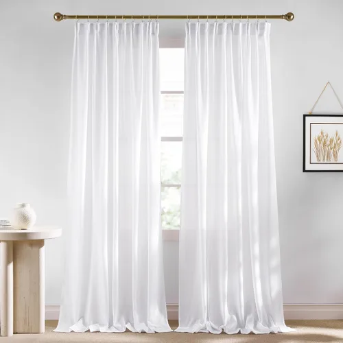 Miniatura 13 de NICETOWN - Cortinas gruesas de lino para sala de estar, juego de 2 paneles, con trabilla trasera/bolsillo para barra y cinta de pliegues, privacidad