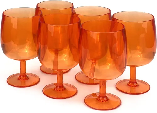 Miniatura 23 de Yalin Juego de 6 vasos apilables de plástico acrílico irrompible de 12 onzas para vino y agua (transparente, 15 onzas)