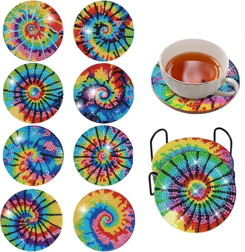 Miniatura 22 de 6 piezas de posavasos de pintura de diamante Posavasos de arte de diamante Pintura de arte de diamante de trasero de animal Regalo de arte