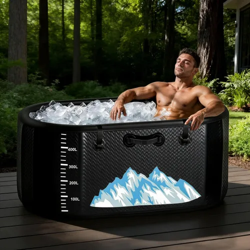 Miniatura 5 de Bañera de inmersión fría, 142 galones, 1 caballo de fuerza, bañera de hielo resistente para atletas con calor y frío, enfriador inflable portátil
