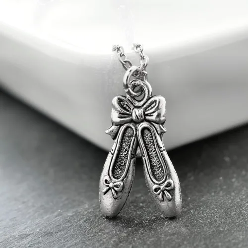 Miniatura 3 de Ballet Slipper Necklace 16 Inch Stainless Steel Cable Chain with 2 Inch Extender Dance Gifts for Girls Silver Ballerina Slippers Girls