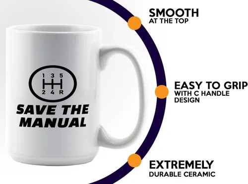 Miniatura 5 de Carguy Taza de café 15oz Blanco -guarde los manuales - Funny Sarcasm Car Lover Owner Enthusiast Mechanics Racing Street Racer Road Trip Organized