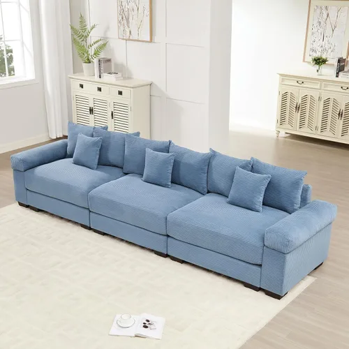 Miniatura 30 de Sofá modular de gran tamaño de 117.3 pulgadas, sofás modulares grandes de pana para sala de estar, sofás de 3 plazas, moderno juego de sofá de Blanco