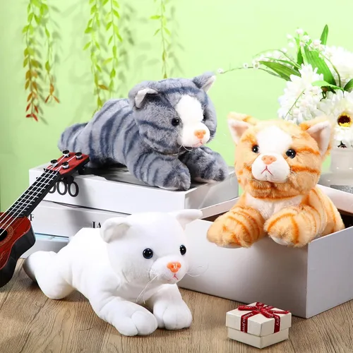 Miniatura 5 de 3 piezas de peluche de gato de 9 pulgadas, regalo para baby shower, regalos de fiesta, lindos juguetes de peluche para gatos pequeños, suministros