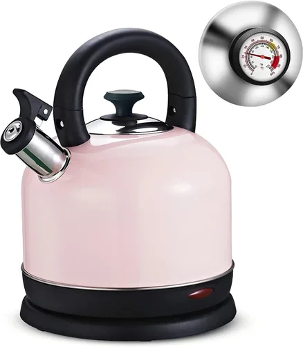 Miniatura 4 de Caldera de temperatura eléctrica, de acero inoxidable de 2 litros, con termómetro para té y café, 1200 W, apagado automático, protección contra