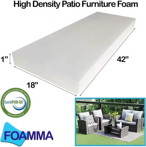 Miniatura 2 de Foamma Cojín de repuesto de alta densidad para muebles de patio, comodidad y soporte premium, 1 x 18 x 42 pulgadas, funda no incluida