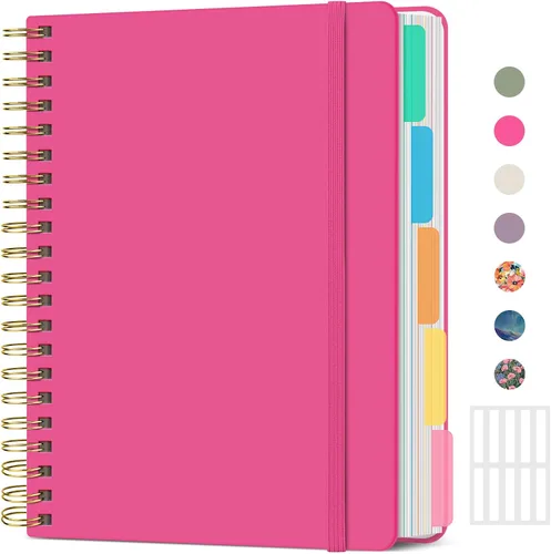 Miniatura 25 de Cuadernos de espiral con tapa dura para el trabajo con divisores y pestañas removibles, de 8.5"x11" con 5 divisiones para tomar notas y organizador