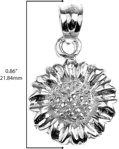 Miniatura 3 de Collar con colgante de girasol de plata de ley 925 pulido