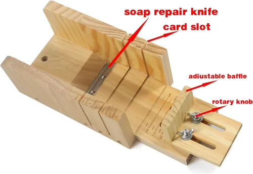 Miniatura 5 de Voulosimi Molde de madera para hacer jabón, molde cortador de jabón para pan con cortador ondulado y rebanada recta