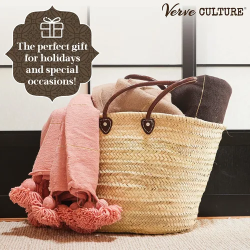 Miniatura 6 de Verve CULTURE Manta marroquí, manta de algodón estilo bohemio para cama y sofá, decoración marroquí, manta con borlas, manta de boda marroquí Marrón