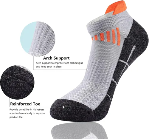 Miniatura 2 de JWMEET Mens Low Cut Ankle Athletic Socks Cotton Mesh Cushioned Running Ventilation Sports Tab Socks