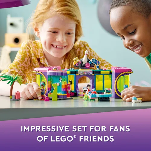 Miniatura 2 de LEGO Friends Roller Disco Arcade Set 41708, juego de bolos de juguete, mini muñeca Andrea incluida, idea de regalo de cumpleaños para niños, niñas